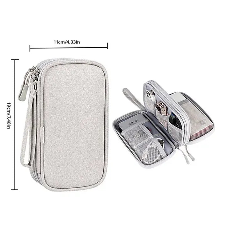 1Pc Pink/Grey/Black/Navy Travel Portable Digital Product Storage Bag USB Data Cable Organizer Headset Charging Treasure Box Bag-Voyage Nomade