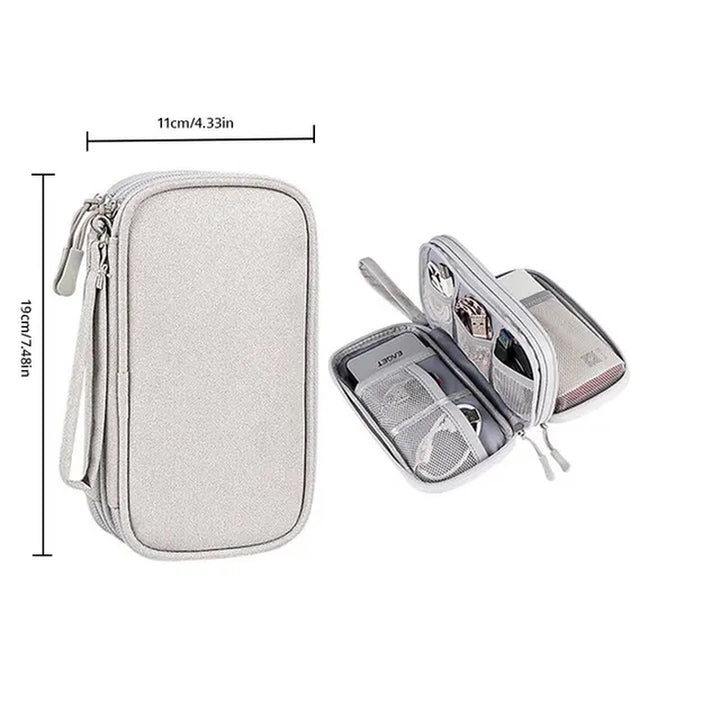 1Pc Pink/Grey/Black/Navy Travel Portable Digital Product Storage Bag USB Data Cable Organizer Headset Charging Treasure Box Bag-Voyage Nomade