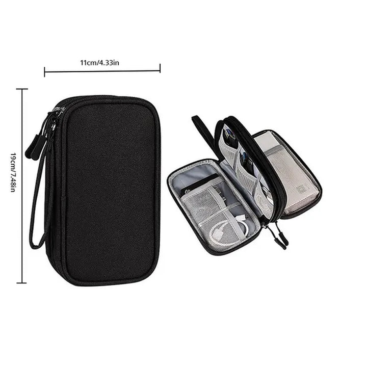 1Pc Pink/Grey/Black/Navy Travel Portable Digital Product Storage Bag USB Data Cable Organizer Headset Charging Treasure Box Bag-Voyage Nomade