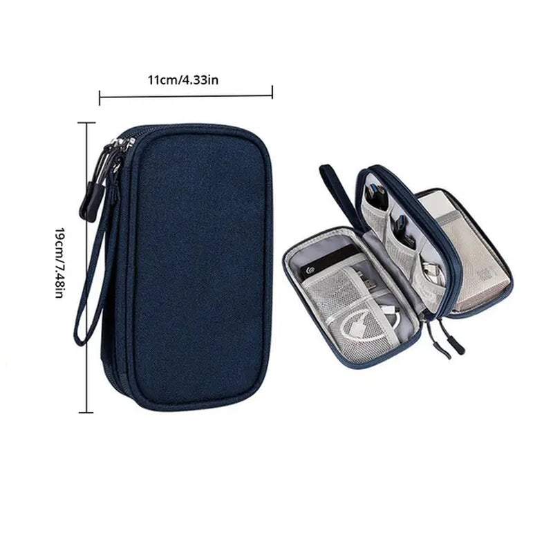 1Pc Pink/Grey/Black/Navy Travel Portable Digital Product Storage Bag USB Data Cable Organizer Headset Charging Treasure Box Bag-Voyage Nomade