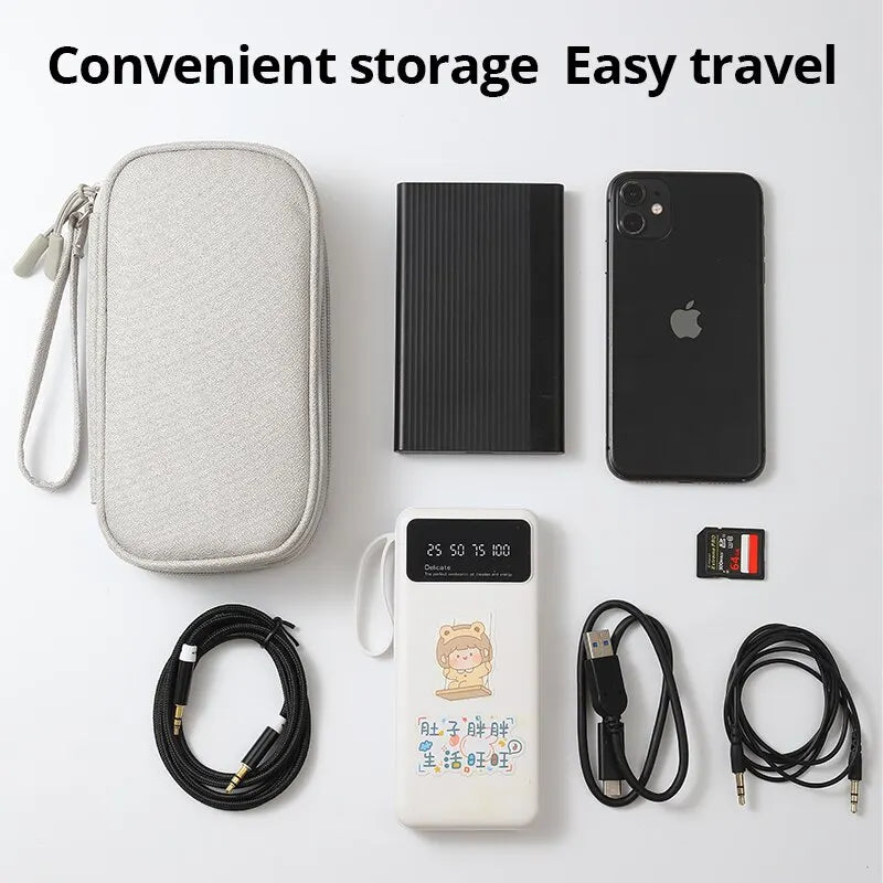 1Pc Pink/Grey/Black/Navy Travel Portable Digital Product Storage Bag USB Data Cable Organizer Headset Charging Treasure Box Bag-Voyage Nomade
