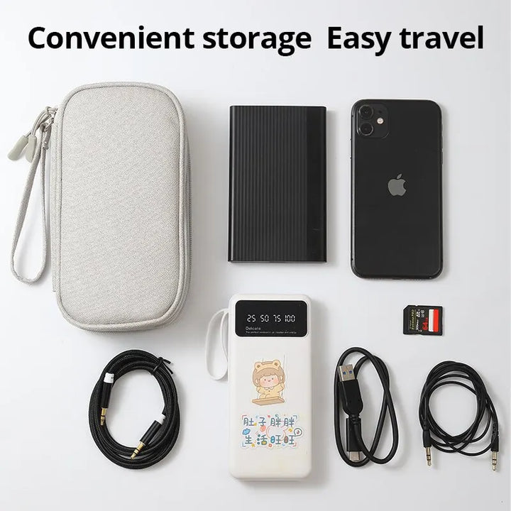1Pc Pink/Grey/Black/Navy Travel Portable Digital Product Storage Bag USB Data Cable Organizer Headset Charging Treasure Box Bag-Voyage Nomade